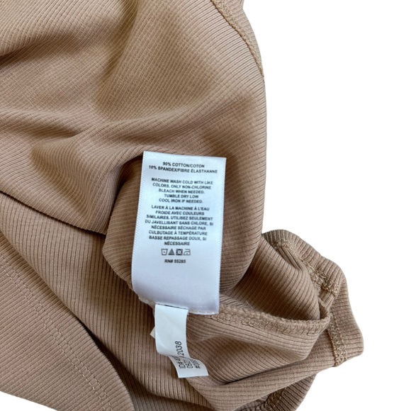 Express Ribbed Ruffle Sleeve Blouse Beige Ribbed BodyCon Size Medium - Picture 6 of 8